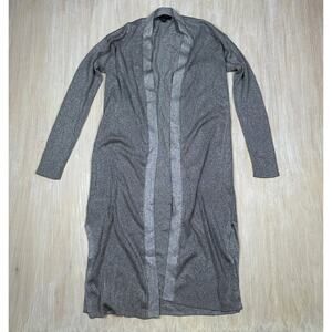 Ann Taylor Gray Sparkle Open Front Duster Lounge Knit Cardigan Sweater Small